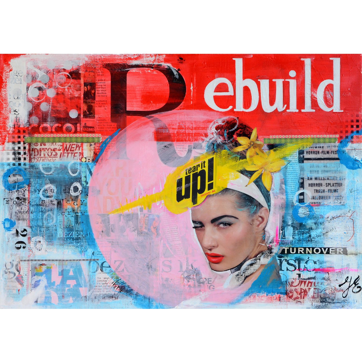 collage mixed media betaalbare hippe moderne kunst schilderij kunstwerk