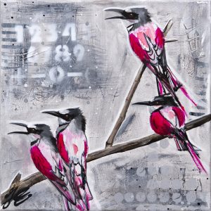 Drieluik neon birds