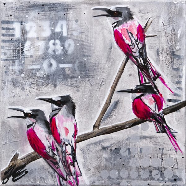 Drieluik neon birds