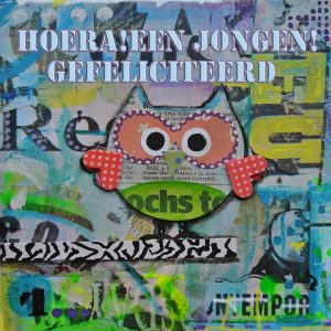 Graffiti uiltje 'Hoera! Een jongen! Gefeliciteerd