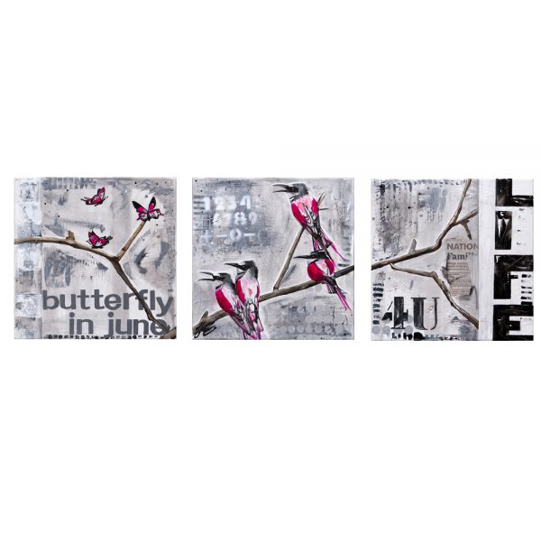Drieluik neon birds - Afbeelding 2