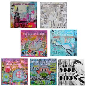 kunstkaarten wenskaarten mooie mixed media kaarten met tekst Janet Edens