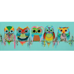 uilen op een rij kleurrijk betaalbare kunst kunstwerk schilderij