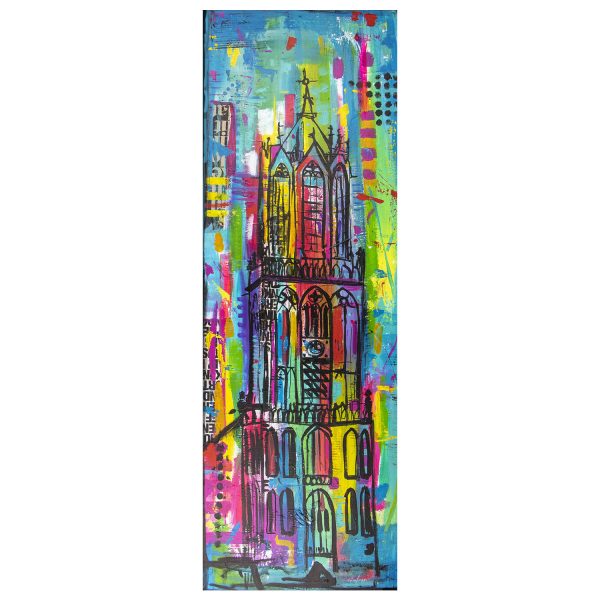 schilderij Domtoren Utrecht mixed media schilderij Janet Edens
