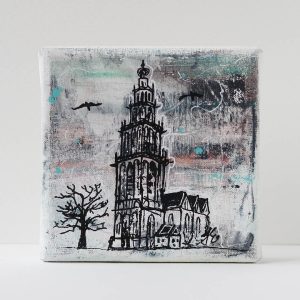 Martinitorentje Groningen Martinitoren op 10 x0 canvas shop Janet Edens