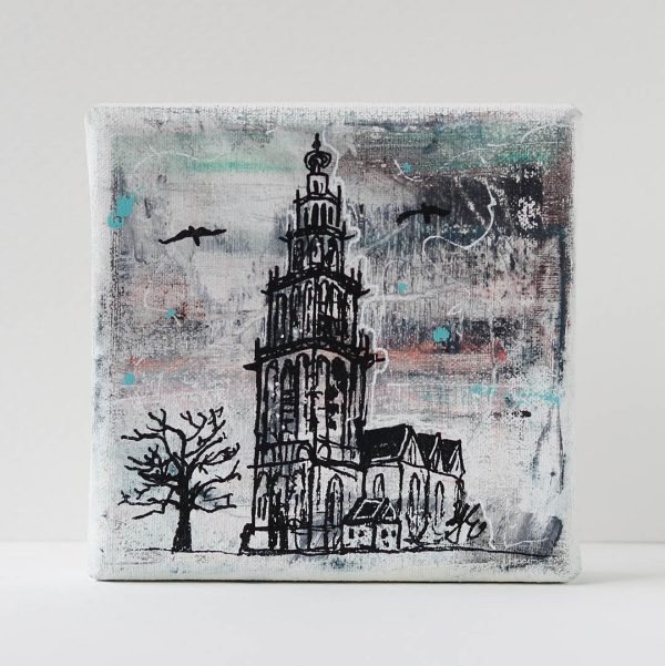 Martinitorentje Groningen Martinitoren op 10 x0 canvas shop Janet Edens