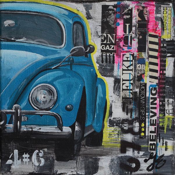 kunstkaart schilderij auto kever shop Janet Edens