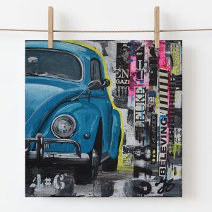 kunstkaart kever schilderij auto shop Janet Edens