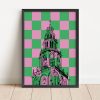 A4 formaat poster ingelijst Martinitoren Groningen met groene roze ruiten