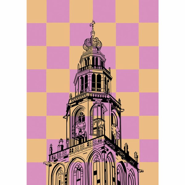 Martinitoren mit roze oranje roeten - Afbeelding 2