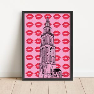 A4 formaat poster Martinitoren Groningen met kusafdrukken shop Janet Edens