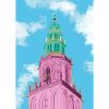a4 poster roze Martinitoren Groningen shop Janet Edens