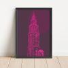 Martinitoren poster A4 knal roze Groningen shop Janet Edens