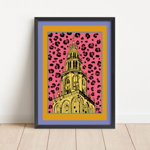 A4 poster gel;e Martinitoren Groningen shop Janet Edens