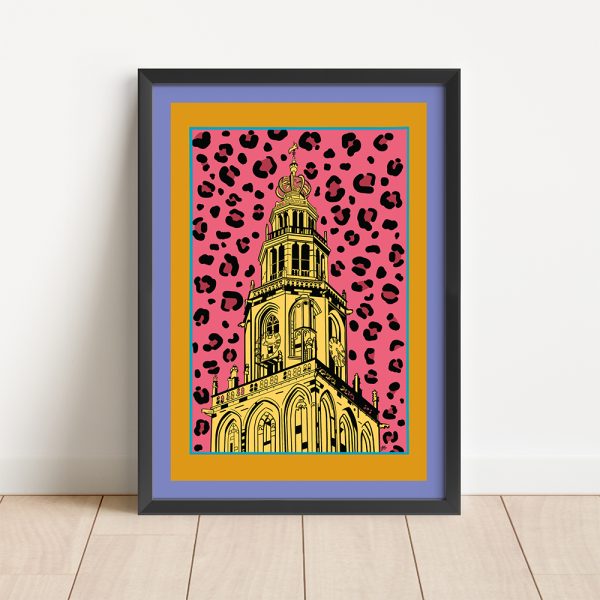 A4 poster gel;e Martinitoren Groningen shop Janet Edens