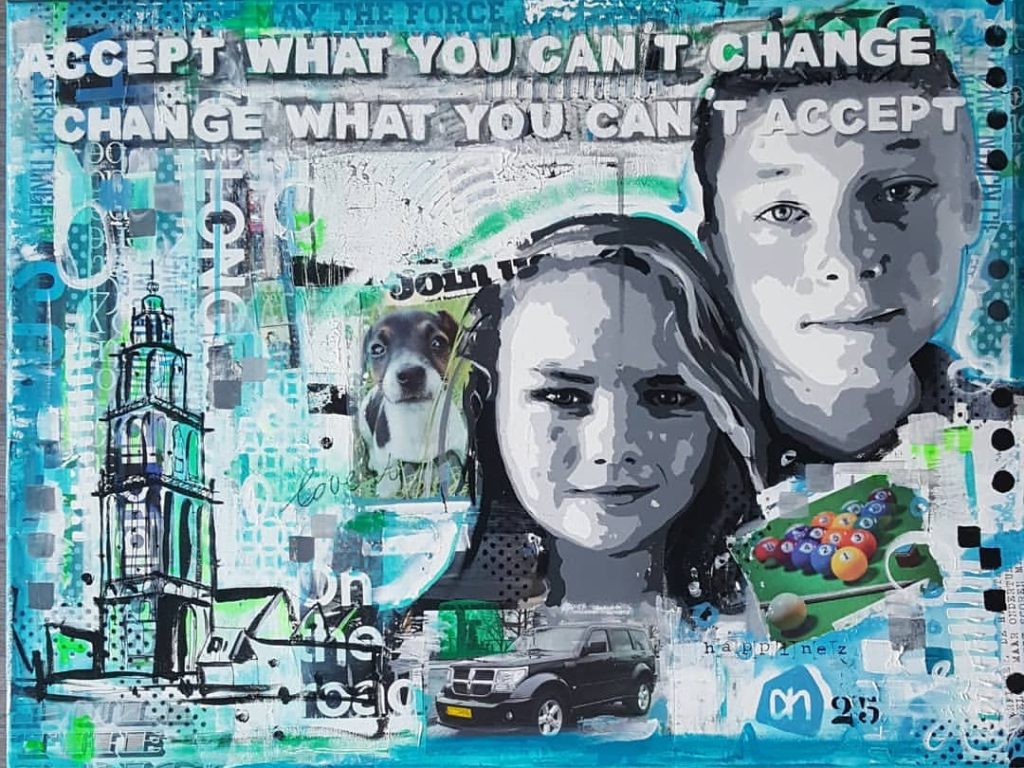 kado voor collega Albert Heijn schilderij gepersonaliseerd