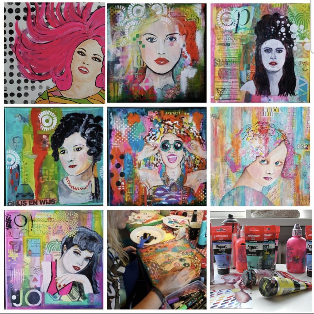 workshop mixed media portret schilderen